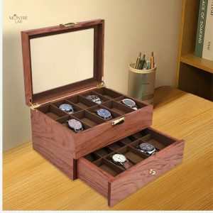 Rangement de montres en bois, 20 espaces dédiés