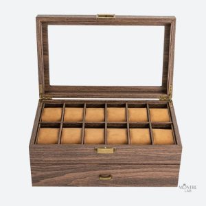 Élégante boîte à montres en bois avec 24 sections
