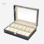 Boîte à montres en cuir avec 12 compartiments