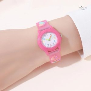 Montre à apprendre pour fille avec motif papillon