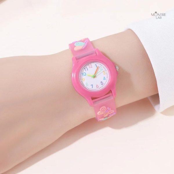 Montre à apprendre pour fille avec motif papillon