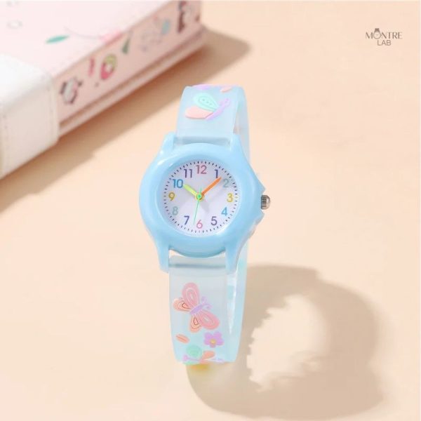 Montre enfant fille à bracelet décoré de papillons