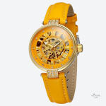 Élégante montre en cuir pour femme, style squelette