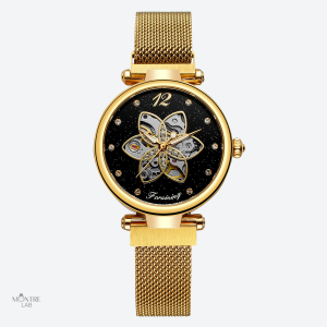 Montre automatique femme squelette floral chic