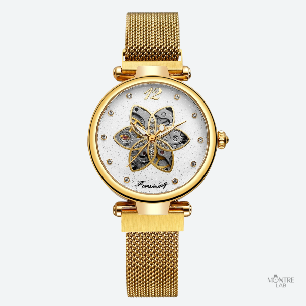 Accessoire mode femme avec design floral squelettique
