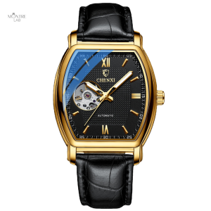 Montre homme automatique tonneau avec mouvement apparent
