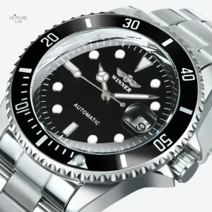 Montre automatique homme style plongée bracelet acier