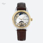 Montre automatique squelette femme bracelet cuir marron