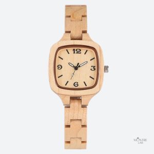 Montre en bois femme avec cadran carré élégant