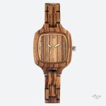 Montre bois femme Carré Quartz élégante et moderne
