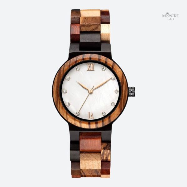montre-bois-femme-patchwork-chic-1 Montre bois femme Patchwork Chic élégante et unique