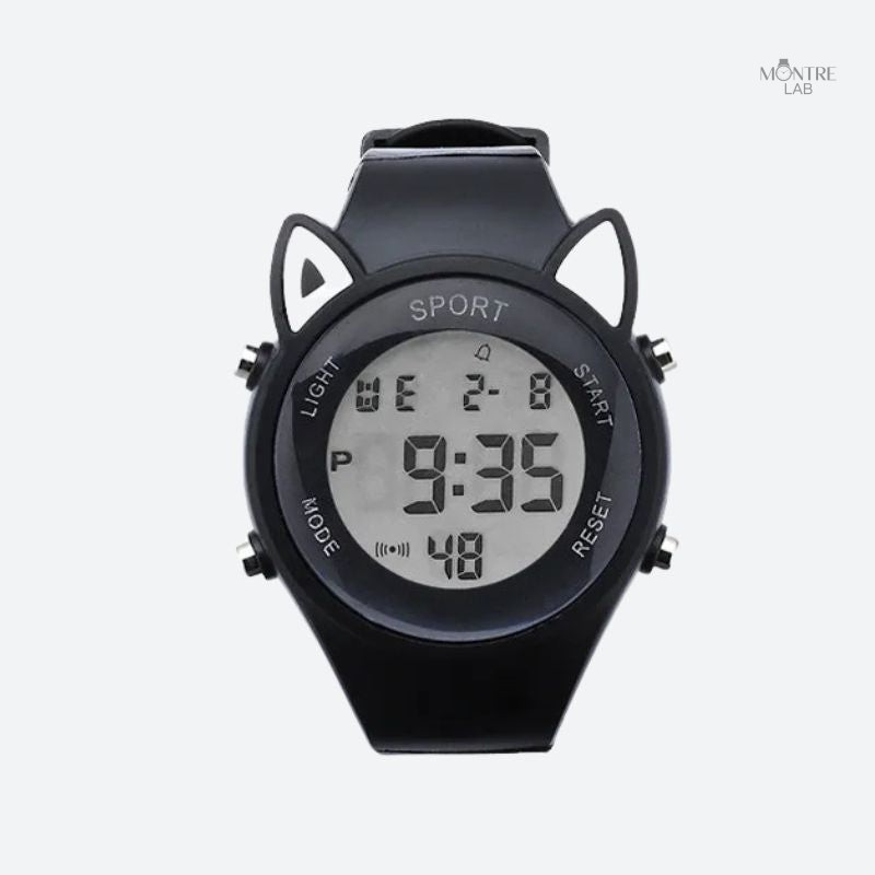 Montre digitale enfant avec motif chat et bracelet licorne