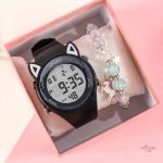 Accessoire enfant : montre digitale chat avec bracelet coloré