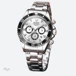 Montre Chronographe Femme Argentée 35 mm Lunette Noire