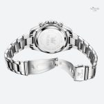 Chronographe femme 35 mm, design argenté élégant