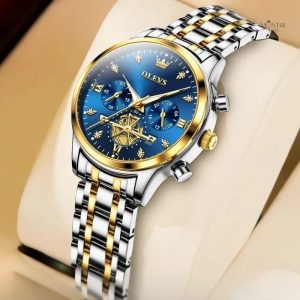 Accessoire de Mode : Montre Femme, Cadran Bleu et Bracelet Chic