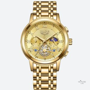 Montre Chronographe Femme Dorée Phase Lunaire