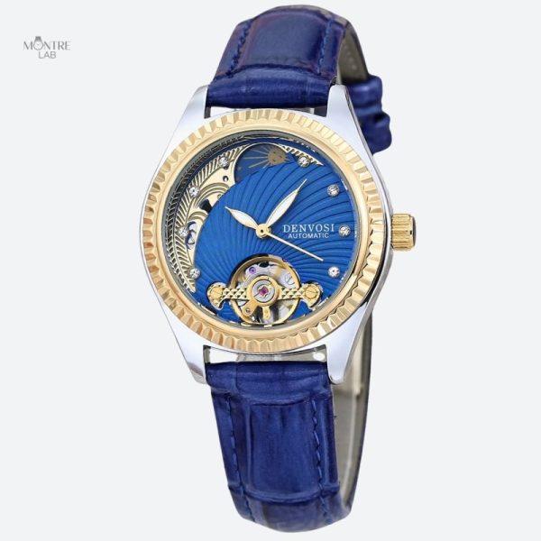 Chronographe Femme 30mm avec lunette dorée étanche