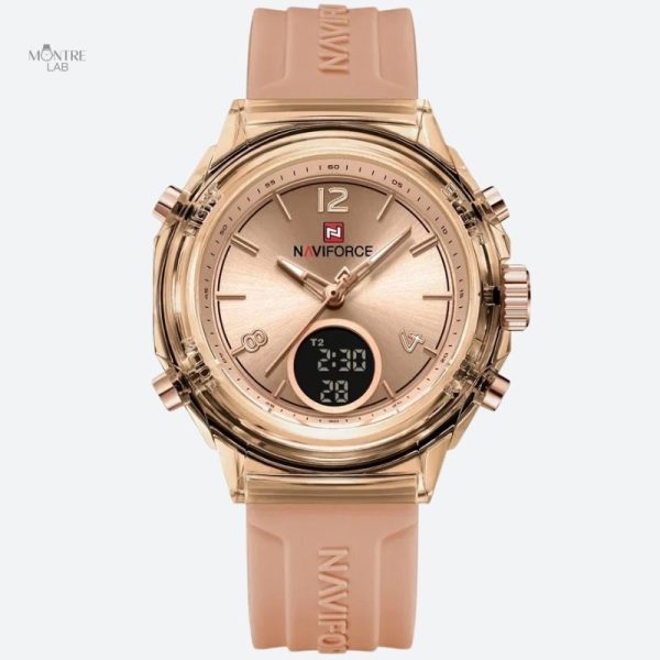 montre-chronographe-femme-rose-dore-cadran-digital-1 Montre Chronographe Femme Rose Doré