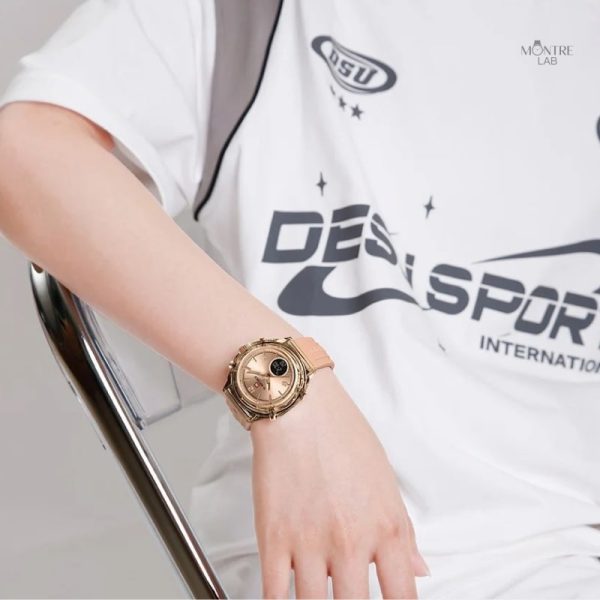 Montre chronographe avec finition rose doré