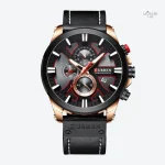 Montre à quartz pour homme, finition cuir raffinée