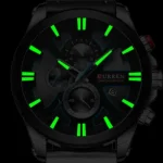 Boîtier large et bracelet cuir, montre homme tendance