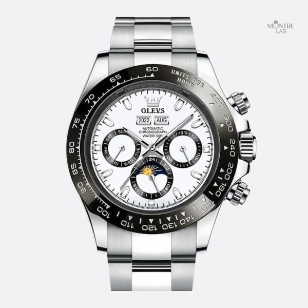 montre-chronographe-homme-acier-inoxydable-moon-phase-1 Montre Chronographe Acier Inoxydable Homme
