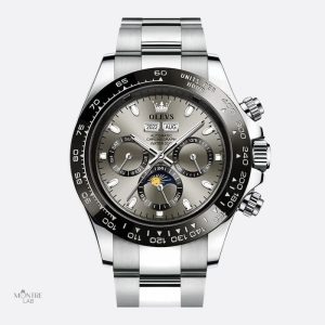 Montre Homme avec Phase de Lune et Chronographe