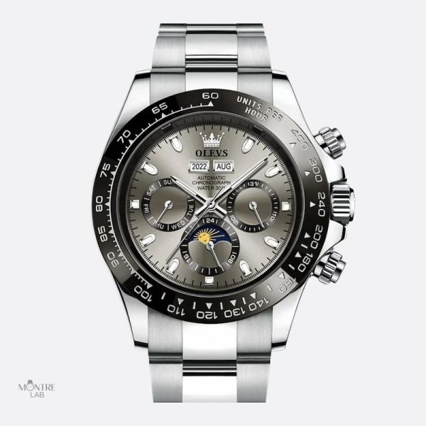 Montre Homme avec Phase de Lune et Chronographe