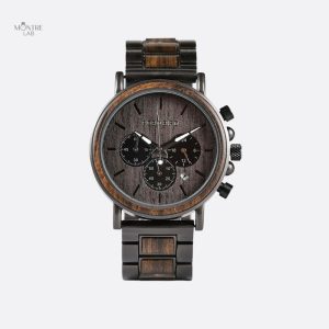 Montre en bois chronographe homme, style sportif