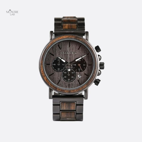 montre-chronographe-homme-bois-et-acier-fonctionnalite-sportive-1 Montre en bois chronographe homme, style sportif