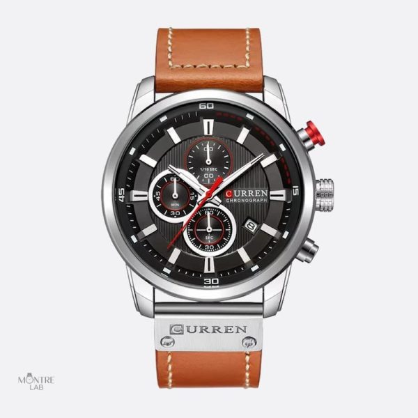 montre-chronographe-homme-quartz-etanche-avec-bracelet-en-cuir-1 Montre Chronographe Homme Quartz Étanche en Cuir
