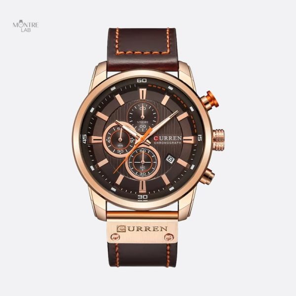 Chronographe Homme avec bracelet en cuir durable
