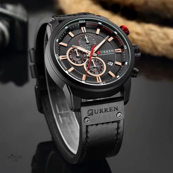 Montre quartz homme, style chronographe et étanche