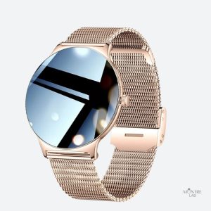 Montre connectée femme rose avec écran AMOLED
