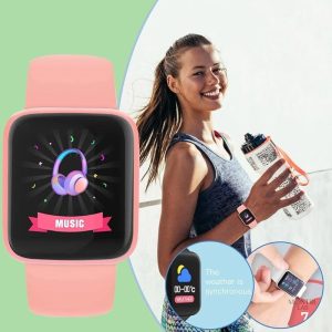 Montre intelligente rose pour un suivi santé quotidien
