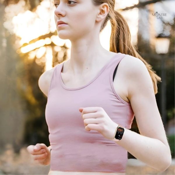 Montre connectée élégante pour femme, couleur rose