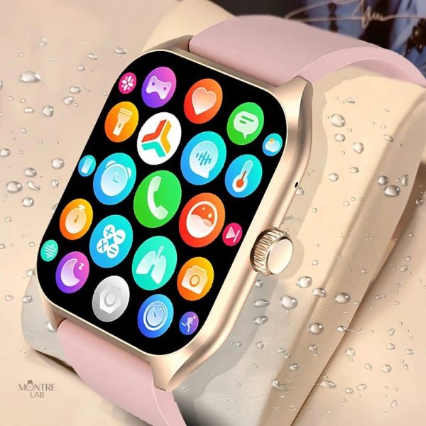 Montre avec grand écran doré, idéale pour femmes modernes