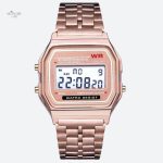 Montre digitale femme bracelet métal finition brillante