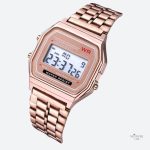 Montre femme avec bracelet métallique et écran digital