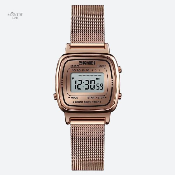 montre-digitale-femme-cadran-carre-metallise-1 Montre Digitale Femme Cadran Carré Métallisé