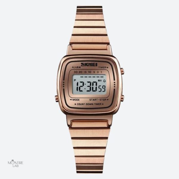 Montre digitale femme or rose avec lecture instantanée