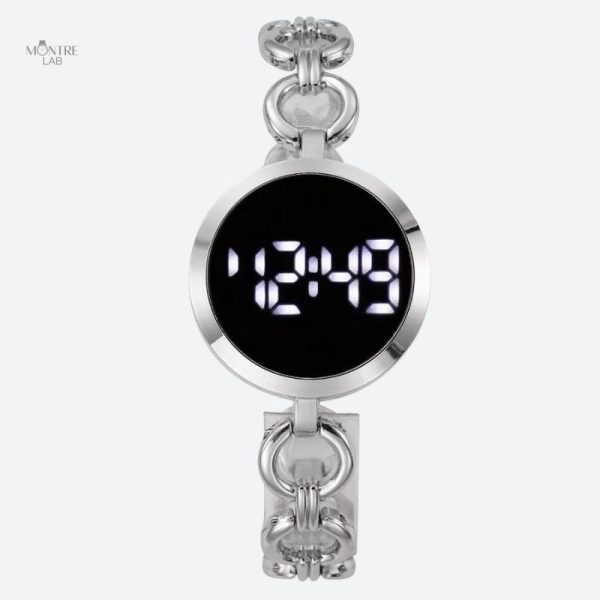 Accessoire tendance pour femme, montre digitale à maille gourmette