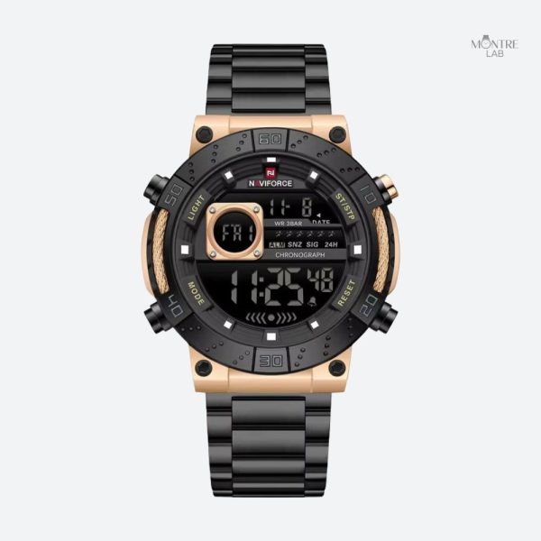 montre-digitale-homme-ronde-acier-multifonction-1 Montre Digitale Homme Ronde Acier Multifonction