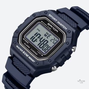 Montre sportive digitale pour homme au design carré
