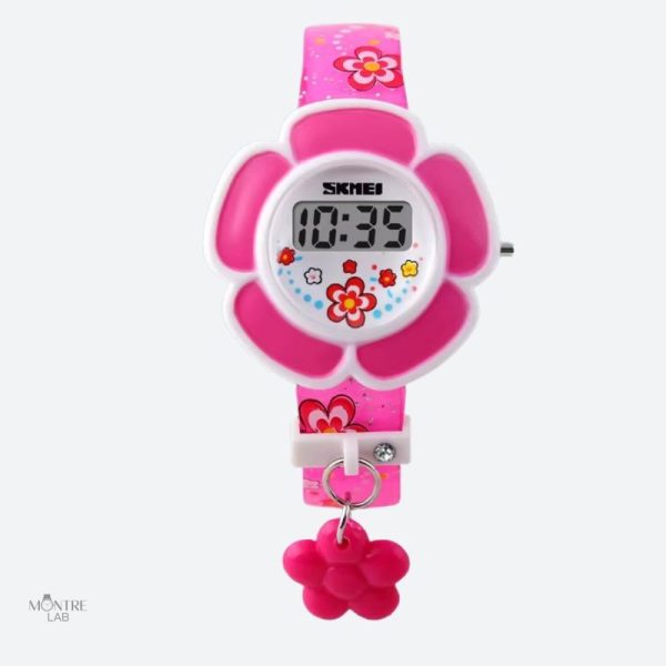 Montre enfant digitale fleur, design éducatif amusant