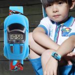 Montre digitale pour jeune enfant, motif voiture joyeux