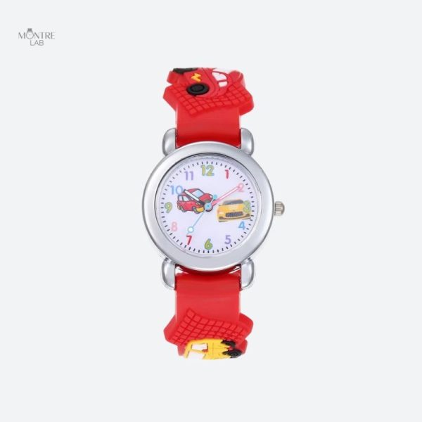 Montre colorée pour enfant, thème voiture amusant