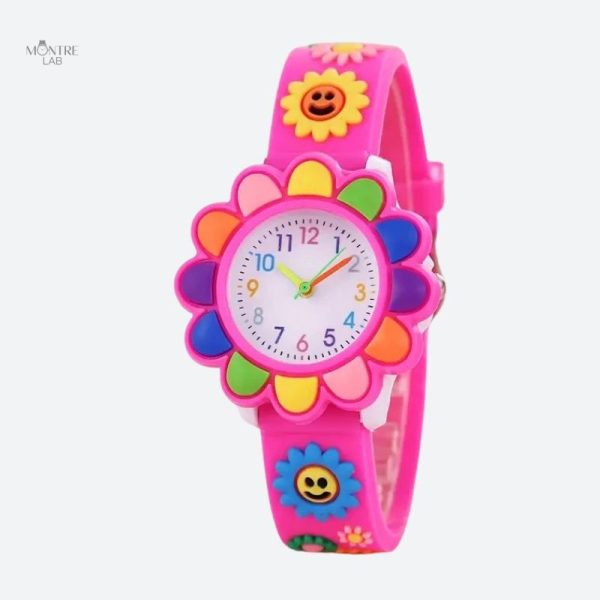 montre-enfant-fleur-coloree-apprentissage-de-l-heure-ludique-1 Montre enfant fleur colorée pour apprendre l'heure