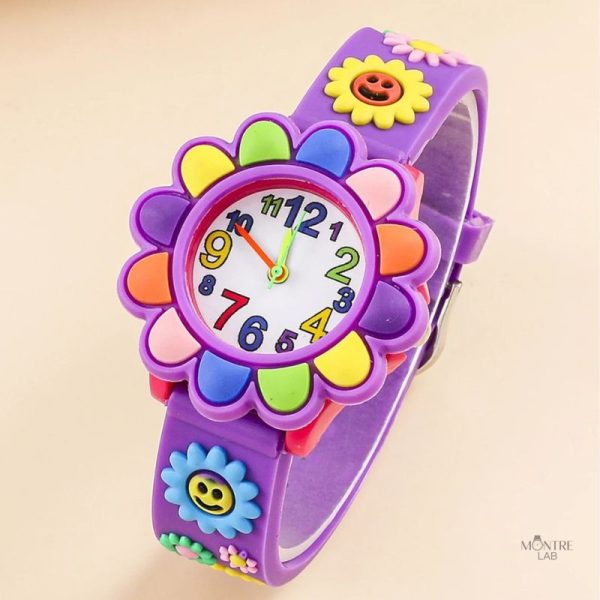 Design amusant de montre enfant avec motifs floraux